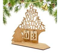 Calendrier de Noël en bois, ornement artisanal, décoration hivernale, design gravé 2025, accessoire festif, cadeau de maison, cadeau, style, famille, célébration