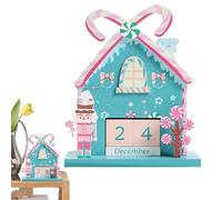 Calendrier de Noël en bois pour bureau, calendrier perpétuel en bois en forme de maison, calendrier perpétuel en bois en forme de maison comme calendrier fonctionnel pour décoration de bureau