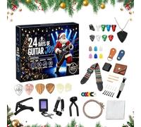 Calendrier de Noël en forme de guitare, ensemble d'engrenages en métal ABS | Calendrier de compte à rebours en ABS et métal contenant un lot de 24 accessoires de musique, mesurant 44 x 29,5 x 4 cm