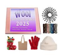Calendrier de Noël en laine en laine - 2025 Boîte de vacances, ensemble de tricot à 24 jours, fournitures de crochet festives, kit d'artisanat créatif, organisateur de projet de fil | Calendrier de co