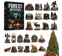 Calendrier de Noël Forêt Plat Acrylique Drôle Forêt Collectible | Calendrier de compte à rebours sur le thème de l'aventure pour enfants, adultes, familles, Noël, vacances, bureau, maison