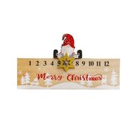 Calendrier de Noël - Gnome coulissant - Double face - 24 chiffres - Compte à rebours en bois - Pour fête, maison, lieu de travail, appartement, salon