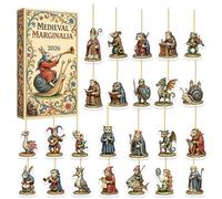 Calendrier de Noël médiéval 2D acrylique à collectionner 24 jours | Compte à rebours de l'Avent de Noël 2026 pour les amateurs d'art, les passionnés de fantaisie, les historiens, la maison