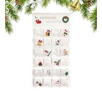 Calendrier de Noël, organisateur de poche cadeau quotidien, affichage festif rouge et vert, accent traditionnel familial réutilisable, décoration saisonnière de salon, tableau de compte à rebours des