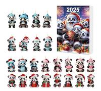 Calendrier de Noël | Panda 2D Décorations de Noël | 24 pièces Compte à rebours Calendrier Pendentif pour sac à dos voiture Miroir intérieur festif Poignée de porte Arbre Cheminée