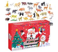 Calendrier de Noël - PVC 14,45 x 8,94 x 1,26 pouces | Compte à rebours pour animaux de Noël de 24 jours, figurines d'animaux de compagnie de 32 pièces, jouet réaliste | apprentissage éducatif G