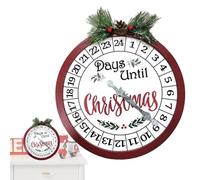 Calendrier de Noël rond en bois, décoration ronde pour compte à rebours, charmante forme d'horloge, calendrier créatif pour espace de travail, chambre à coucher, salle à manger, salon