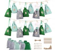 Calendrier de Noël - Sacs - Décompte à rebours de vacances - Camps de traitement festifs - Collection de sacs en toile de jute réutilisables - Décoration saisonnière à suspendre avec chiffres - Pour