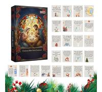 Calendrier de Noël - Souvenir avec versets et ornements pour crèche - Bijoux de calendrier de 24 jours - Pour adultes lors de fêtes comme Thanksgiving, Halloween et Pâques