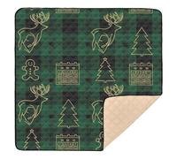 Calendrier de Noël vert et doré, motif renne mignon, pliable, tapis d'activités pour le sol, tapis d'éveil confortable pour nouveau-nés, bébés, nourrissons, tout-petits, 127 x 127 cm