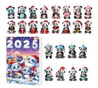 Calendrier de panda de Noël - Ornement à rebours acrylique, ensemble de charme de vacances | Décoration festive mignonne améliore l'atmosphère saisonnière fête de porte d'entrée de porte d'entrée miro