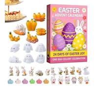 Calendrier de Pâques de lapins - Calendrier de compte à rebours de Pâques 27 x 18 x 3 cm avec 24 lapins uniques | Calendrier de décoration sur le thème de B´unny 2026 : cadeau de Noël idéal