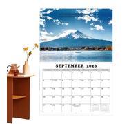 Calendrier de paysage 2026 | Beau calendrier mural mensuel 2026 | Planificateur de rendez-vous panoramique, décoration de salon de chambre à coucher d'école