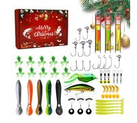 Calendrier de Pêche | 24 Jours Compte À Rebours Noël Leurres de Pêche | Kit Appâts Festifs Saisonniers pour Loisirs Extérieur Fête des Pères Décoration | Décoration Maison Passionnés de