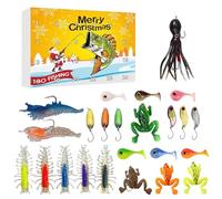 Calendrier de pêche de l'Avent 2025 - Count-coude de Noël 24 jours avec appât de poisson et ensemble de leurre | Cadeau de vacances pour garçons, petit ami, mari, père, pêcheur, pêcheur, parfait pour