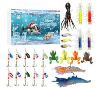 Calendrier de pêche de Noël, compte à rebours de 24 jours, compte à rebours jusqu'à Noël, appâts de pêche en plein air | pour père, ami, adolescent, pêcheur, lac, rivière, truite, perche, eau