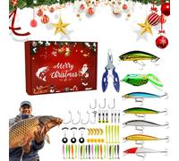Calendrier de Pêche pour Décompte | 24 Jours Décompte de Noël avec Leurres de Pêche | Kit de Leurres Festifs et Appâts pour Décoration Maison | Cadeau Fête des Pères Noël Passion
