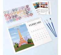 Calendrier De Peinture À Colorier 2025, Calendrier Mural De Peinture Par Numéros 2025, Calendrier De Peinture D'art DIYs 2025, Planificateur Mensuel De Dessin Avec Pinceau Et Peinture Acrylique