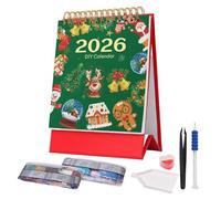 Calendrier de peinture aux pierres précieuses | Calendrier de bureau 2026 pour adultes - Fournitures d'artisanat - Planificateur annuel pour Noël, maison, dortoir, école, entrée, étagère, adultes et