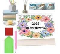 Calendrier de peinture avec strass 2026 | Planificateur de dates décoratif de 12 mois, calendrier mensuel pour jeunes amateurs de travaux manuels, débutants, artistes, enseignants, planification