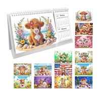 Calendrier de peinture avec strass - planificateur d'artisanat relaxant 2027-2028 | Calendrier de bureau peinture artistique avec pierres précieuses - pour femme maison appartement bureau école