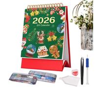 Calendrier de Peinture de Gemmes | Kit de Peinture de Calendrier de Bureau Debout 2026 - Fournitures Créatives pour Noël Maison École Bureau Table Adultes Débutants