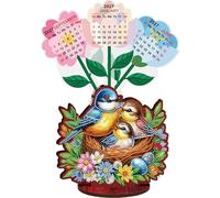 Calendrier de peinture diamant 2026 à faire soi-même en bois - Calendrier de table créatif pour la maison, le bureau, la chambre à coucher