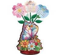 Calendrier de peinture diamant 2026 à faire soi-même en bois - Calendrier de table créatif pour la maison, le bureau, la chambre à coucher