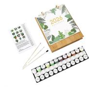 Calendrier de peinture par numéros 2026, fournitures artistiques pour peinture par numéros et loisirs créatifs, kit de calendrier de peinture par numéros pour adultes, 12 plantes vertes différentes en