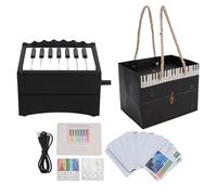 Calendrier de piano jouable, calendrier de bureau rechargeable par USB avec 52 cartes de partitions hebdomadaires, ornement de piano à volume réglable pour les amateurs de musique (Noire)