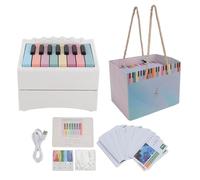 Calendrier de piano jouable, calendrier de bureau rechargeable par USB avec 52 cartes de partitions hebdomadaires, ornement de piano à volume réglable pour les amateurs de musique (Blanche)