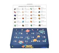Calendrier de pierres précieuses - Boîte de compte à rebours en cristal avec 24 pierres minérales naturelles | Cadeau d'apprentissage et de collection remarquable, cristal pour adultes et adolescents
