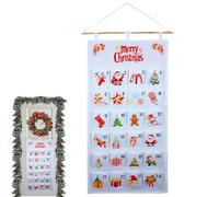 Calendrier de poche de l'Avent - 100 x 50 cm - Tableau de compte à rebours suspendu - Planificateur mural festif - Organiseur de vacances réutilisable avec sacs en tissu - Décoration saisonnière pour