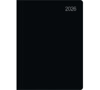 Calendrier de poche noir 2026 - calendrier de bureau 10,2x14,2 - 1 jour sur 1 page - couverture plastique souple - division des heures 7 - 19 - 610-1020