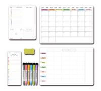 Calendrier de réfrigérateur - Tableau blanc hebdomadaire mensuel pour réfrigérateur - Tableau blanc - Avec marqueur et tableau des corvées magnétique