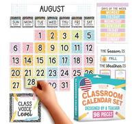 Calendrier de salle de coration de tableau d'affichage - Calendrier scolaire pour salle de classe élémentaire, carnet de composition, tableau d'affichage préscolaire pour décoration de