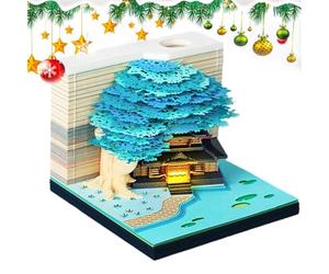 Calendrier de sculpture en papier - Carnet de bureau 3D, art botanique de la maison des arbres, élégant bloc-notes détachable, ensemble de papeterie pour planificateur artistique, organiseur d'étude p