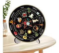 Calendrier de sorcière - Décoration de table d' | Panneau en bois vintage fait à la main pour la cuisine, les débutants, la table