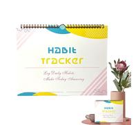 Calendrier de suivi des habitudes à liaison à spirale, agenda journalier hebdomadaire mensuel non daté de 12 mois | 12 mois non daté | Ensemble d'objectifs et d'habitudes quotidiens non datés