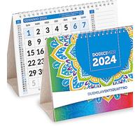 Calendrier de table 2024 positif 21 x 15 cm | calendrier de bureau | en papier non patiné - idéal pour marquer rendez-vous et engagements | 28 façades avec mois doubles (à partir de table 2024)