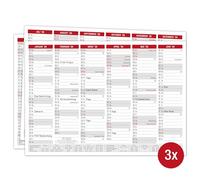 Calendrier de table 2025 A4 - 3 x calendrier mural avec vacances et jours fériés | Calendrier annuel 2025 comme planning annuel | Calendrier à feuilles 12 mois sur le devant et au dos [3 pièces]