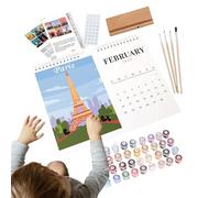 Calendrier de table 2025, Calendrier mural 2025 | Calendrier de table debout Planificateur familial,Pinceau et peinture acrylique inclus, calendrier décoratif et planification pour les plans