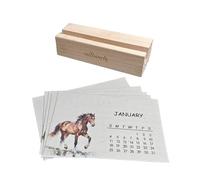 Calendrier de table 2026-10 x 7,5 cm - Planificateur compact - Cartes mensuelles plantables en papier - Support en bois avec pages et fonction de croissance écologique - Organiseur de table