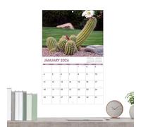 Calendrier de table 2026 - 11 x 17" - Motif cactus - 12 mois - Planificateur esthétique pour appartement, maison, salle de classe, dortoir, salon, chambre à coucher