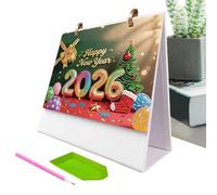 Calendrier de table 2026 avec pierres précieuses - Art 2026 - Planificateur esthétique pour école, dortoir, chambre, voyage, vacances, salle de classe, fête de Thanksgiving