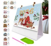 Calendrier de table 2026 avec pierres précieuses - Calendrier mensuel à peinture diamant - Planificateur esthétique pour l'école, le dortoir, la chambre, les voyages, les vacances, les vacances, les