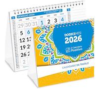 Calendrier de table 2026 format 21 x 15 cm | Calendrier de bureau en papier écologique | Idéal pour marquer rendez-vous et engagements | 28 façades avec mois doubles