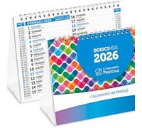 Calendrier de table 2026 positif | en papier écologique non patiné - Idéal pour marquer des rendez-vous et des engagements | Calendrier de bureau | 21 x 15 cm | 28 façades avec mois doubles