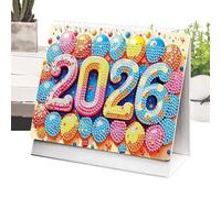 Calendrier de table 2026 - Strass - Art 2026 - Accessoire de bureau pour la maison, le bureau, les cours - Pour table, bibliothèque, école, bureau, bureau