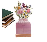 Calendrier de table à fleurs - Calendrier de bureau à fleurs - Accessoire de décoration - Calendrier de bureau mignon avec base en bois - Calendrier quotidien pour la maison, la salle de classe